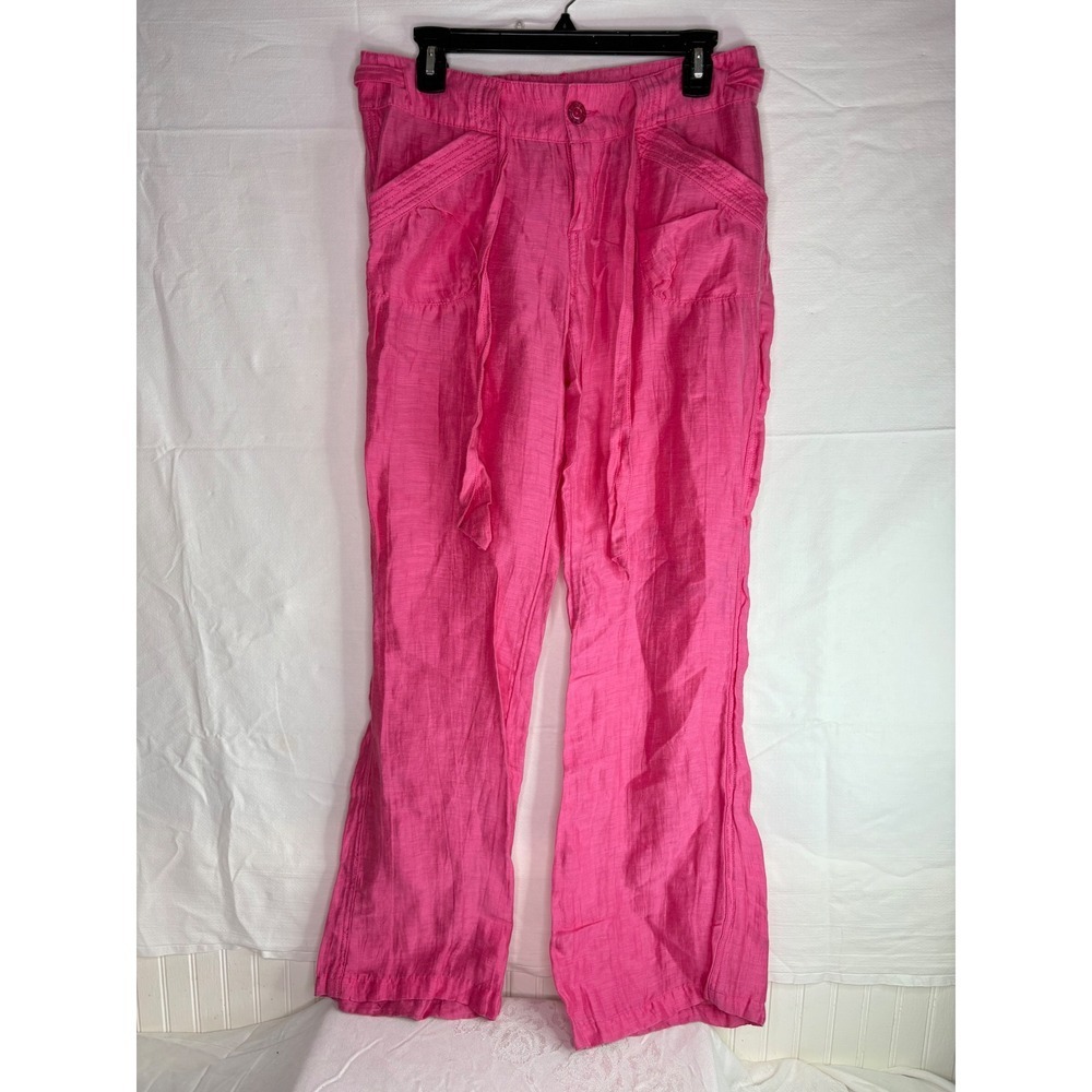 Bebe Pink Linen Blend Wide Leg Drawstring Pants Womens Size S Small